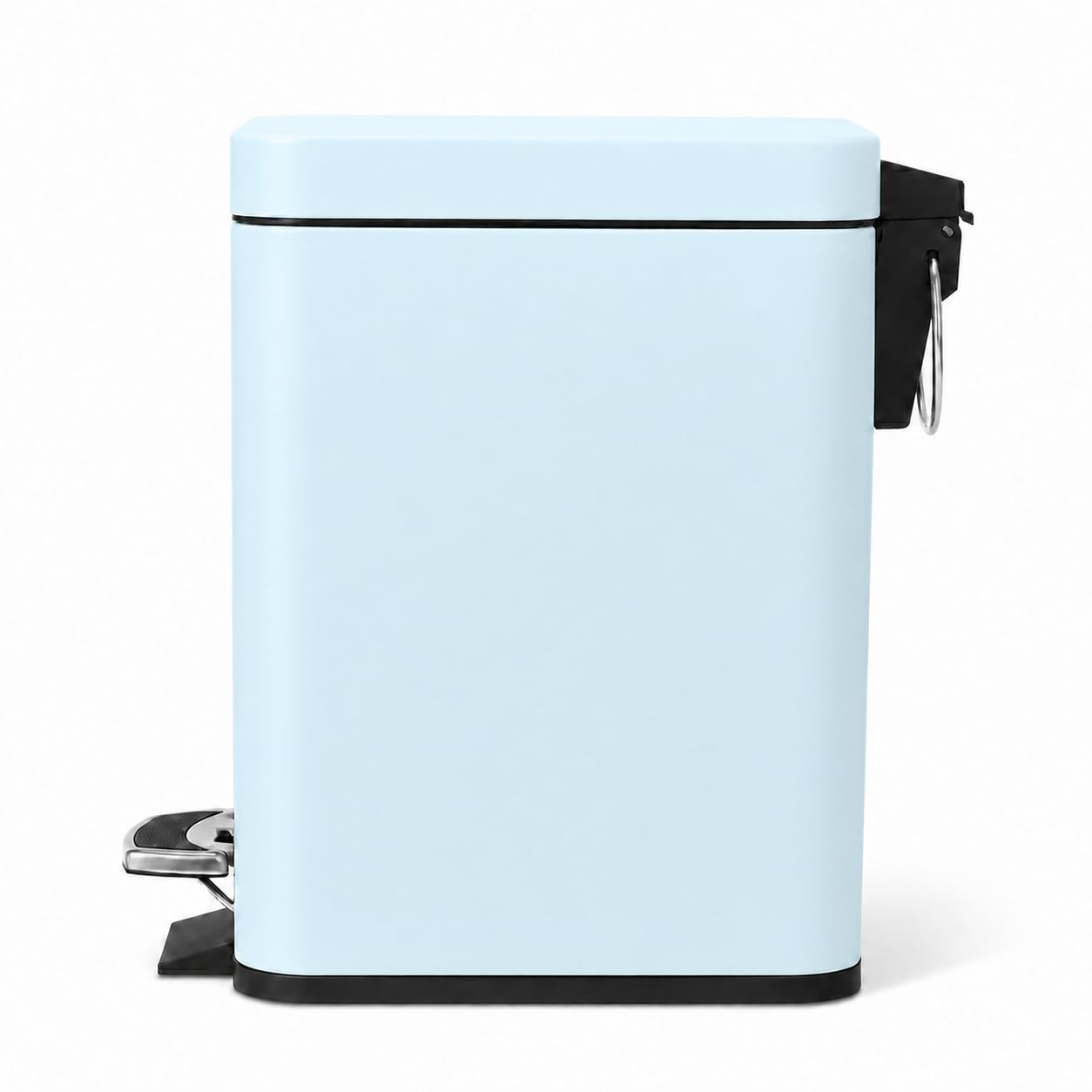 Home Zone Living 1.3 Gallon Bathroom Trash Can with a Lid, Stainless Steel Wastebasket with Slim Shape and Step Pedal for Home and Office
