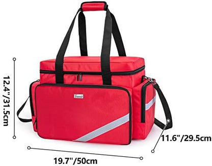 Trunab First Aid Bag Empty, Professional Medical Bag Emergency Responder Trauma Bag with Inner Dividers and Anti-Slip Bottom, Ideal for EMT, EMS, Paramedics