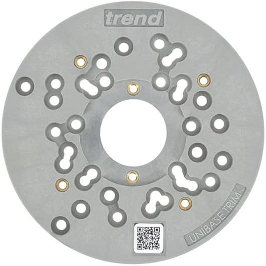Trend Universal Trim Router Sub-Base, 150mm, Enhanced Compatibility for 1/4 Inch Trim Routers, UNIBASE/Trim, Black, UNIBASE/180