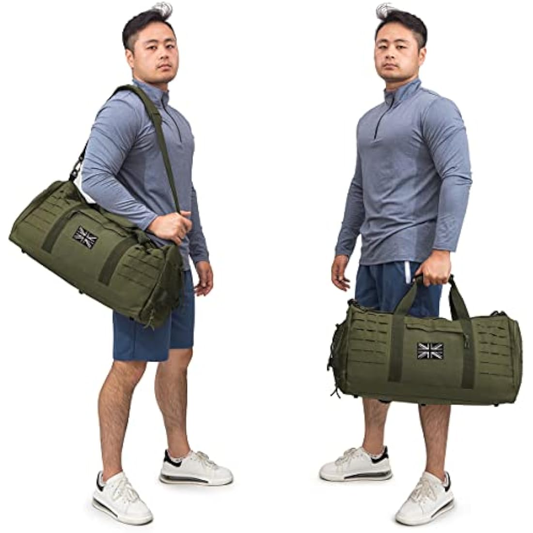 QT&QY 40L Military Tactical Duffle for Men - Sport Gym Fitness Tote Travel Bag With Shoe Compartment for Training, Workout, Football - Weekender