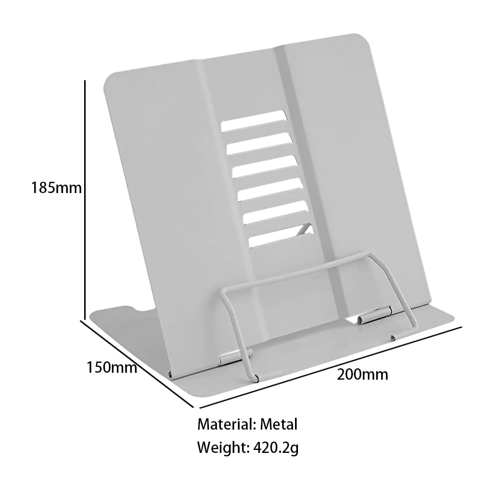 Book Stand, Multifunctional Metal Book Holder for Reading (Grey)