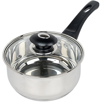 Supreme Vision SS2501 3pc Stainless Sauce pan Set with Glass Lids, Stainlees Steel, 41 x 27 x 5.5 cm