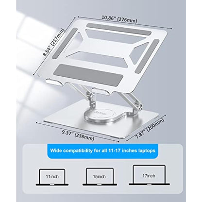 BoYata Laptop Stand for Desk, Adjustable Computer Stand with 360° Rotating Base, Ergonomic Foldable Laptop Riser Holder for Collaborative Work, Compatible with All MacBook Pro/Air, Notebook up to 17"