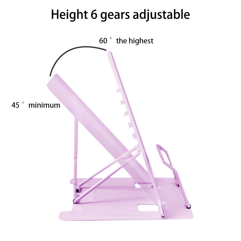 Book Stand, Multifunctional Metal Book Holder for Reading (Purple)