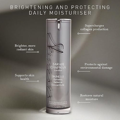 Sarah Chapman Skinesis Dynamic Defence Concentrate Moisturiser SPF 15 - Anti Ageing Intensive Face Moisturiser - 40ml Day Cream for Brighter and More Radiant Skin