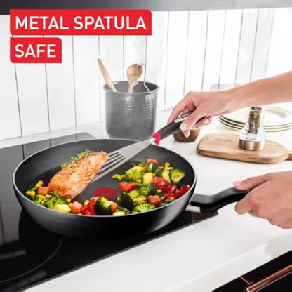 Tefal Titanium Essential Frying Pan 30 cm, Non-Stick Coating, Metal Safe, Compatible with All Hobs Except Induction, Flawless Glide, Everyday Use, B9410744