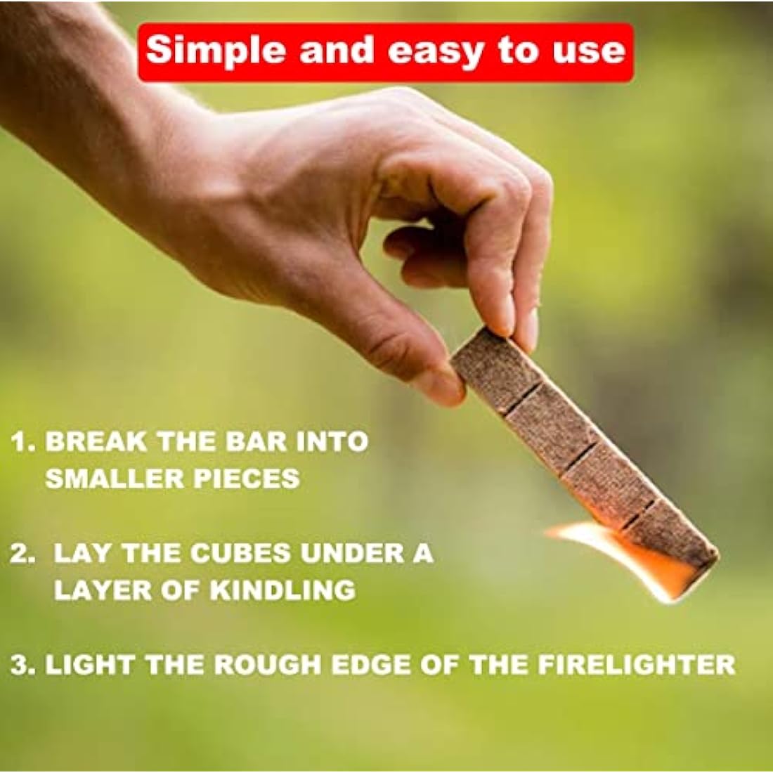 Fire Lighters - 288 Pack Natural Firelighters Made from Wood Fibre and Wax - Long Burn Time Up to 10 Minutes - Ideal Fire lighters for Wood Burners, Camping, Fireplaces, and BBQ