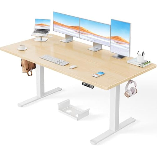 ErGear Electric Standing Desk-160 x 80 cm-100kg Load Capacity Height Adjustable Desk with Advanced Brushless Motor, Quiet Operation, Sturdy Metal Frame,4 part Tabletop