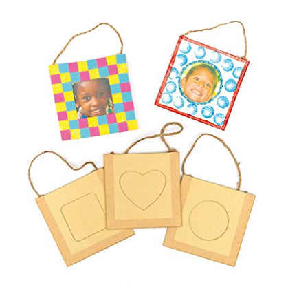 Baker Ross E7573 Design Your Own Hanging Photo Frames (Pack of 12) For Kids to Decorate and Display, Brown