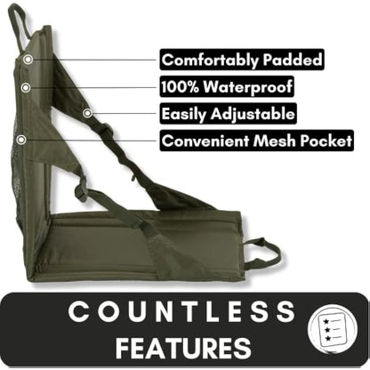 Highlander Outdoor Sit Mat - Portable Seat - Lightweight with Back Support and Pocket - Perfect as a Picnic Chair, Stadium Seat, Beach Chair, or Festival Chair
