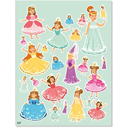 Pocket Sticker Book (5 Pages) - 64 MEGA Packs to Collect Coloured Stickers for Kids - Princess