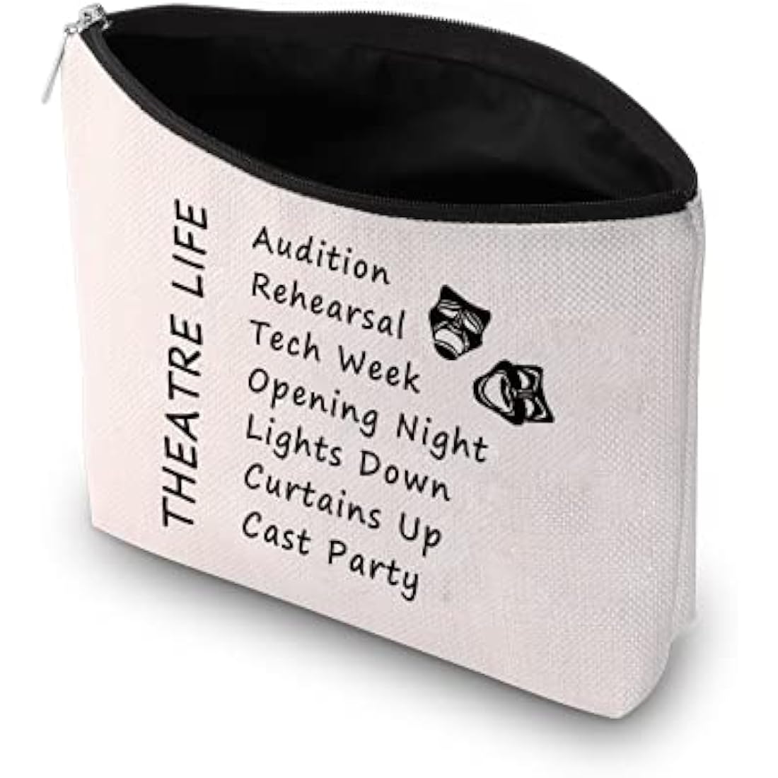 PXTIDY Theatre Life Makeup Bag - Drama Theater Gifts for Actor Actress - Cosmetic Pouch (Beige)