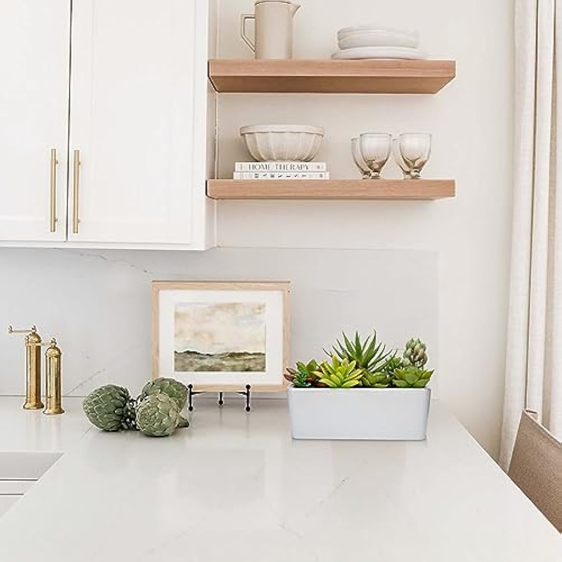 Briful Artificial Succulent Plants Faux Succulents in White Ceramic Pot, Fake Plants Artificial Succulents Potting Mix Artificial Plants in Pot for Office Home Bathroom Shelf Decor