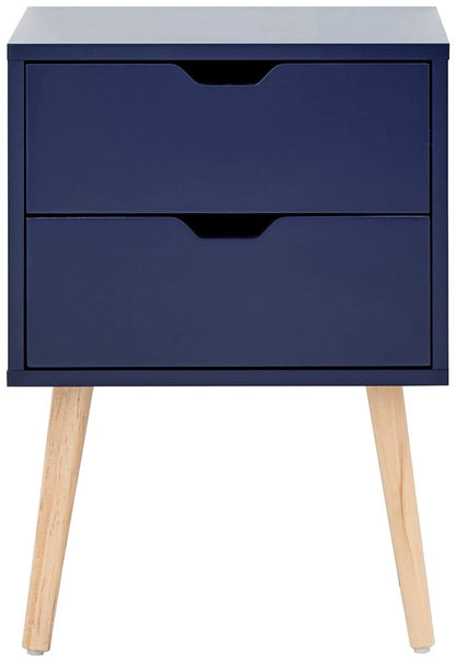 GFW Nyborg Scandinavian Style 2 Drawer Bedside Cabinet with Pine Wooden Legs,30D x 40W x 56H cm, Wood, Nightshadow Blue, 40 x 56 x 30 cm