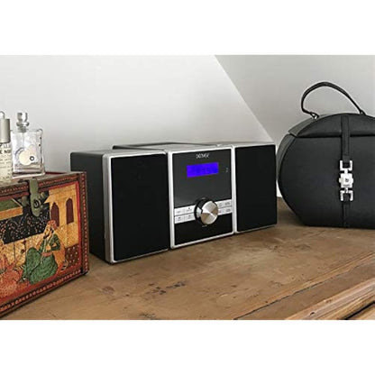 Denver Mini HiFi System CD Player For Home With Speakers - CD Micro System Mains Operated with FM Radio, Clock Radio Alarm, Snooze & Sleep, AUX IN, Remote Control – MCA-230