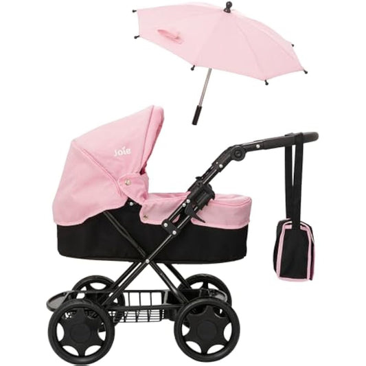 Joie Junior Classic Pram & Parasol Age 3+ | Toy Travel System with Changing Bag, Adjustable Hood & Storage | Pushchair & Pram Playset for Kids | My Girl Doll Accessories