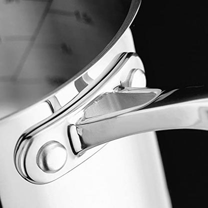 Stellar Profile Stainless Steel Draining Saucepan with Lid 20cm 3.25L Induction Ready, Oven Safe, Dishwasher