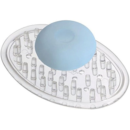 iDesign Hand Soap Holders, Small Oval Soap Dish Made of Durable Plastic, Set of 3 Practical Soap Trays for Bathroom, Toilet or Kitchen Sink, Clear