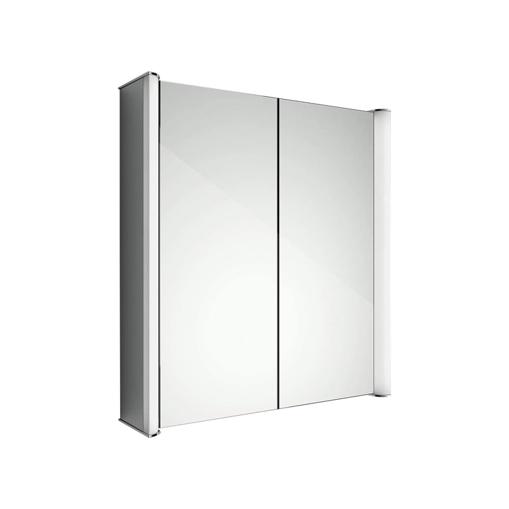 iBathUK Revere LED Illuminated Bluetooth Mirror Cabinet, Double Door Mirrors with Shaver Socket, 3 Adjustable Shelves Soft Close Door