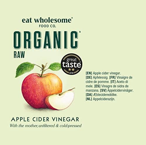 Eat Wholesome Organic Apple Cider Vinegar, 5L - Raw, Unpasteurised, Unfiltered, Award-Winning, With The Mother, Vegan