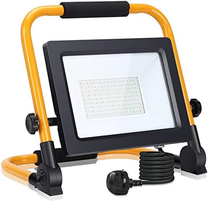 Aigostar Folding Floodlight, 50W 4500LM IP65 Waterproof LED Job Site Light, 5.9ft Cord Plug, Cool White Portable Work Floodlight for Outdoor Garden