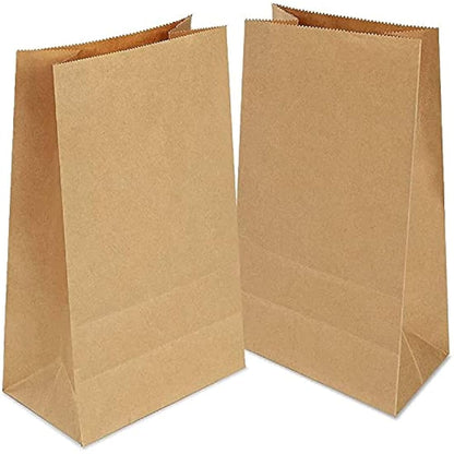 Gaoyong 100 Pieces Brown Paper Bags 12 x 7 x21.5 cm - 70 g./m2 with 100% Pure Kraft Paper for Grocery, Snack, Lunch, Birthday, Xmas Party Supplier and Wedding