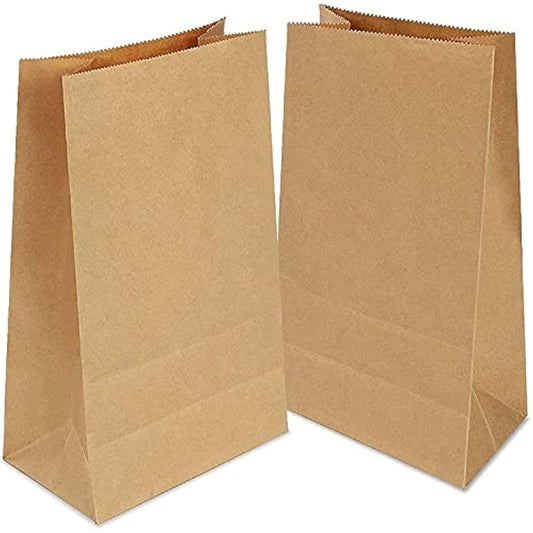 Gaoyong 100 Pieces Brown Paper Bags 12 x 7 x21.5 cm - 70 g./m2 with 100% Pure Kraft Paper for Grocery, Snack, Lunch, Birthday, Xmas Party Supplier and Wedding