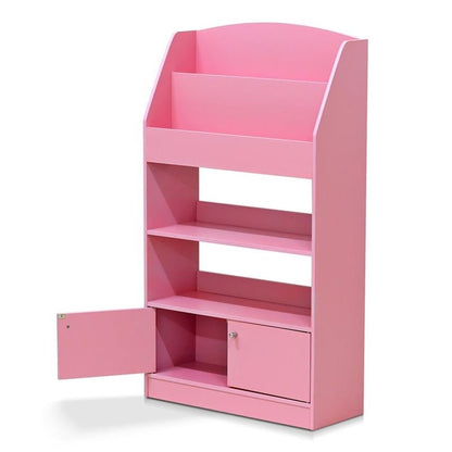 Furinno LOVA Book Shelf, Magazine Bookshelf, Bookcase with Storage Cabinet, 9.4 x 24.6 x 43.3, for Living Room, Bedroom, Home Office, Pink