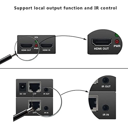 PWAY PW-HT225PIR HDMI Extender 195ft/60m Transmission over Single Cat5e/6/7 Full HD 1080P Support IR Control Loop out 3D EDID Function