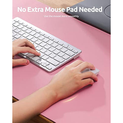 YSAGi Leather Desk Mat, Large Mouse Mat, Non-Slip Desk Pad, Waterproof PU Leather Table Protector Writing Pad for Office and Home (90 x 43 cm, Pink)