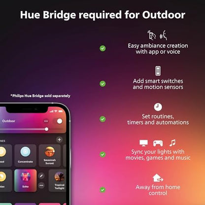 Philips Hue White and Colour Ambiance Dymera Smart Indoor and Outdoor Wall Light, White and Colour Light, Hue Bridge Required for Outdoor Use, Voice Control with Alexa, Apple Home, Google Assistant