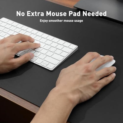 Leather Desk Pad Protector,Mouse Mat,Office Desk Mat,Non-Slip PU Leather Desk Blotter,Laptop Desk Pad,Waterproof Desk Writing Pad for Office and Home (80cm x 40cm, Black)