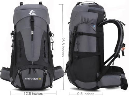 Bseash 60L Waterproof Lightweight Hiking Backpack with Rain Cover,Outdoor Sport Travel Daypack for Climbing Camping Touring