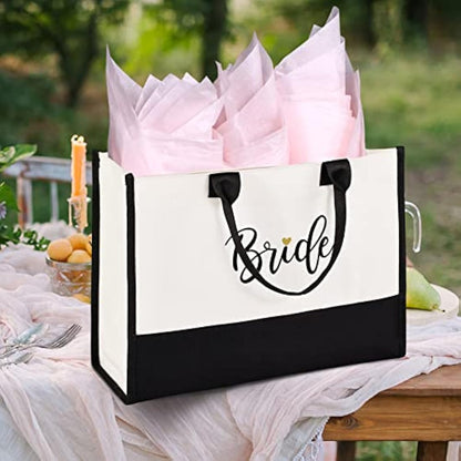 Lamyba Bride Bag with Makeup Bag and Reinforced Bottom, Bridal Shower Gifts - Black and White
