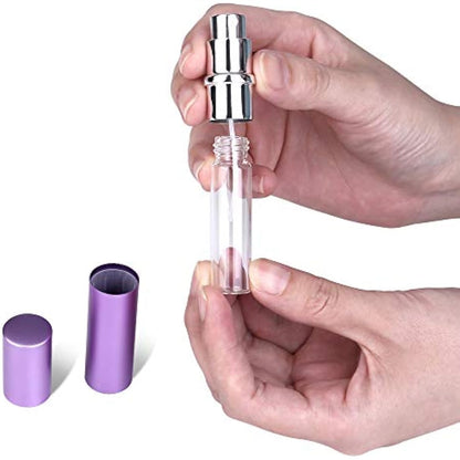 Zingso Refillable Travel Perfume Atomiser Bottles, 3 Pcs 6ml, Mini Portable Spray Bottles for Perfume Aftershave, Empty Travel Bottles with Funnel (Pink+Silver+Purple)