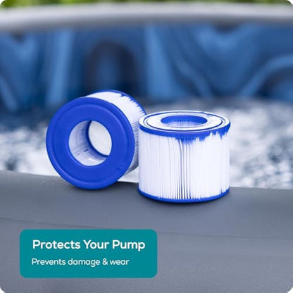 Bestway Lay-Z-Spa Hot Tub Filter Cartridge VI for All Lay-Z-Spa Models - Pack of 2, White
