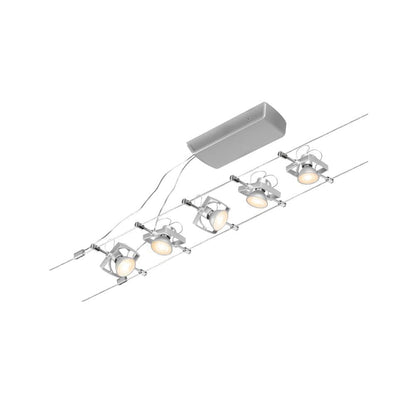 Paulmann 94430 CorDuo Lighting Set - Mac II DC, Max 5 x 10 Watt Extendable Wire Cable System Matt Chrome Plastic GU5.3