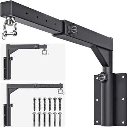 BeneLabel Punch Bag Bracket, Boxing Bag Wall Stand Frame Heavy Duty Speed Bag Hanger Silent Rotation with Adjustable 44-64cm Length & 33-45cm Height