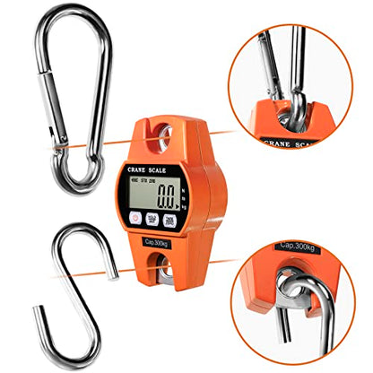 GRAM PRES Digital Hanging Scale 660 Lb 300 Kg Hanging Digital Scale, Handheld Mini Crane Scale With Hooks For Farm Hunting Fishing Outdoor