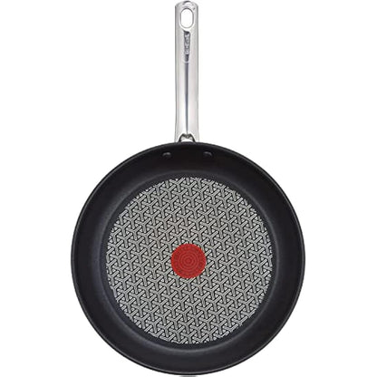 Tefal A704S3 Duetto 3-Piece Frying Pan Set | 20, 24 and 28 cm | Non-Stick Coating | Built-in Temperature Indicator | Suitable for All Hob Types Including Induction | Stainless Steel/Black