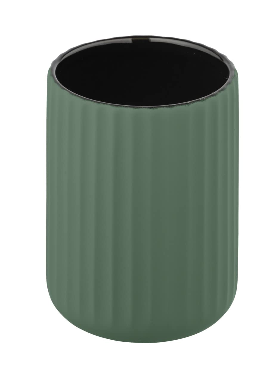 WENKO Belluno Ceramic Toothbrush Beaker Green