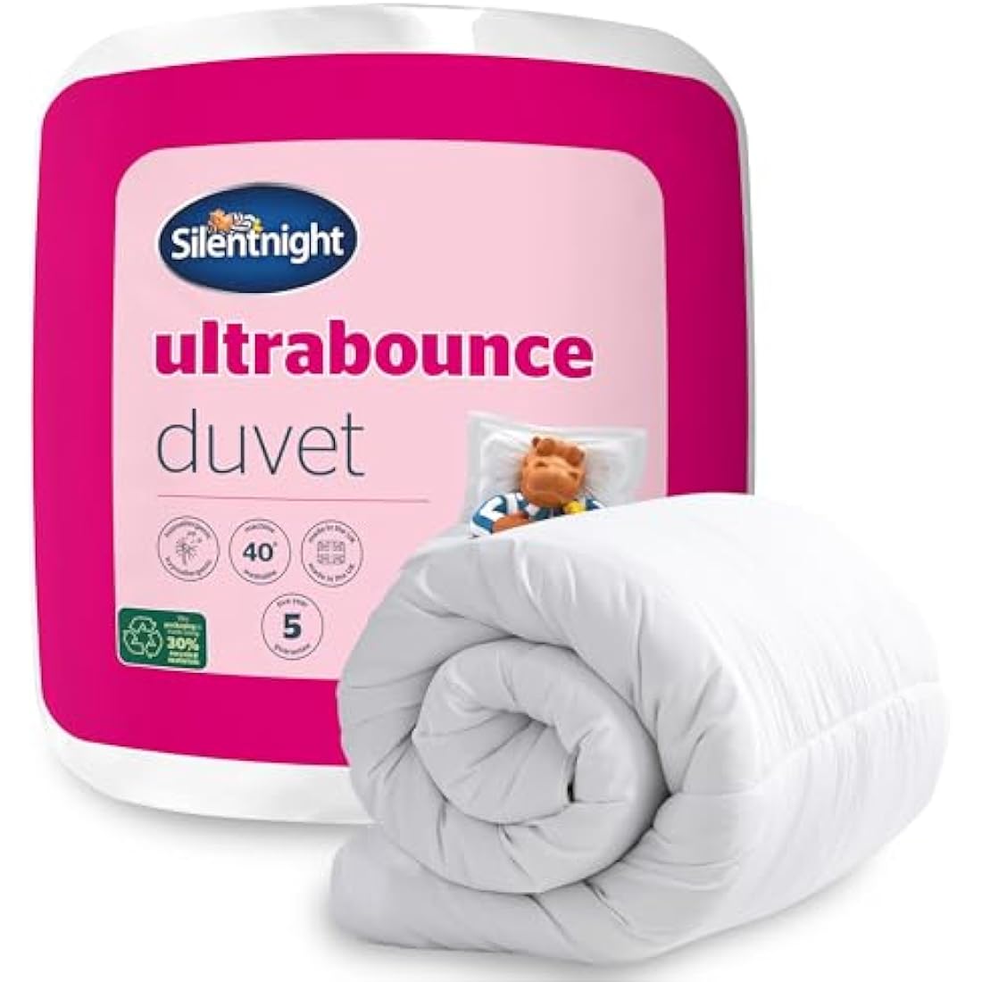 Silentnight Ultrabounce 10.5 Tog King Duvet – All Year Duvet Quilt Ideal for Summer and Winter – Hypoallergenic and Machine Washable – King Size, White
