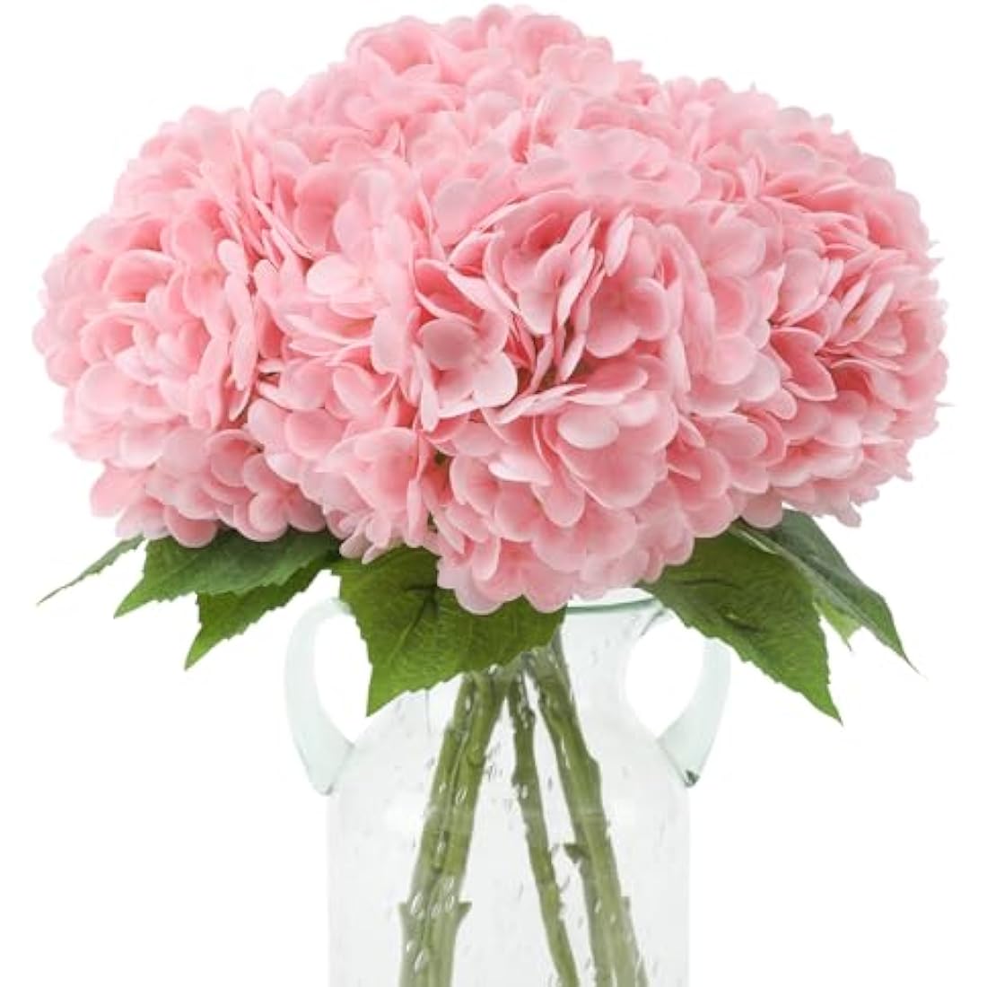 Kisflower 3pcs Latex Hydrangea Flowers - Real Touch Artificial Flower Fake Hydrangea Bouquet Flowers with Stems for Wedding Party Office Home Decoration(Pink)