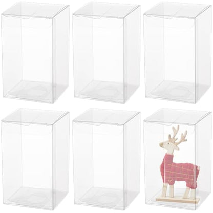 BENECREAT 30PCS 6x6x10cm Film Covered Clear Cube Wedding Favour Boxes PVC Transparent Cube Gift Boxes for Birthday, Wedding, Party Favors