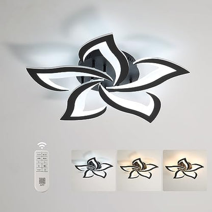 Comely LED Ceiling Light Dimmable, Black Ceiling Lamp with Remote Control, 40W 4700LM 3000K-6500K Dia 60cm, Acrylic Modern Ceiling Light for Bedroom Living Room [Energy Class E]