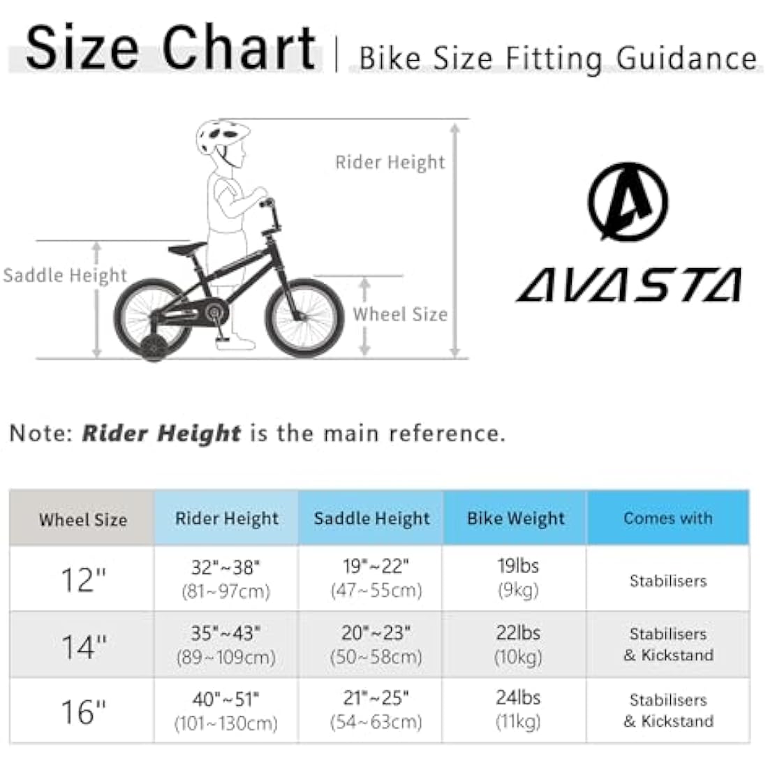 AVASTA 12 Inch Kids Bike BMX Style Bicycle with Stabilisers & Kickstand & Bell for 2-8 Years Old Boys Girls, Multiple Colors