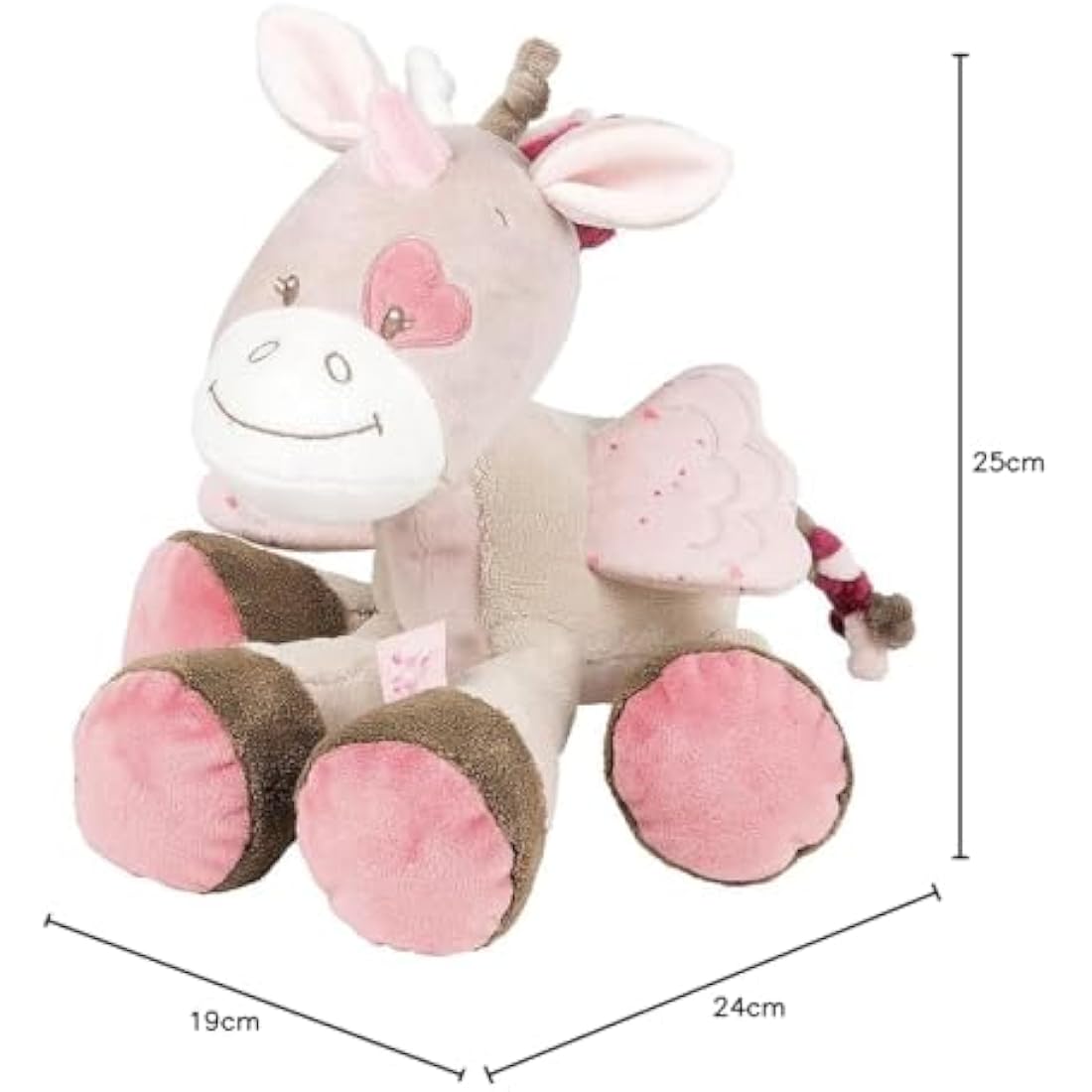 Nattou Unicorn Soft Toy, Jade, Companion from Birth, 30 cm, Nina, Jade and Lili, Beige-Pink, 987011