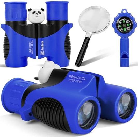 Binoculars for Kids 8x21 High-Resolution Real Optics with Magnifying Glass & Whistle Compass, Kids Binoculars for 3-12 Years Boys and Girls, Best Kids Toys for Outdoor Bird Watching, Hiking, Travel