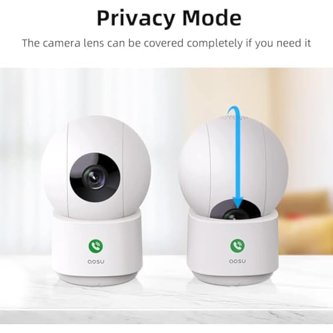 AOSU 2.5K Indoor Cameras 2 Pack – 5Ghz WiFi Plug-In Nanny Cam for Baby & Pets, Motion, Night Vision, Two-Way Audio