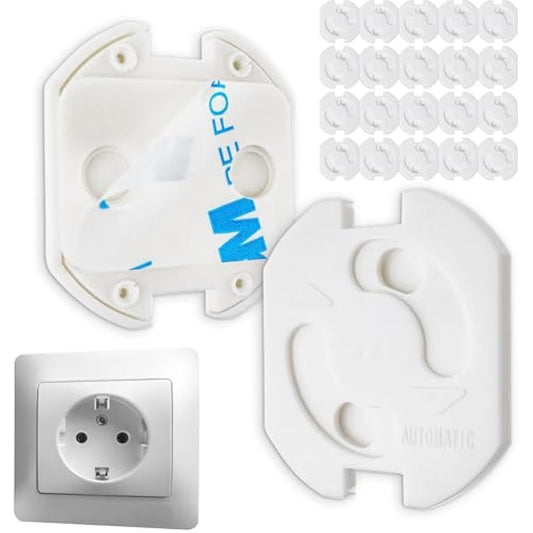Sockets child protection for gluing, 20 pieces, suitable for Schuko sockets type F, in white, type F protection for gluing, outlet safety plug, connector child security, baby point lock set